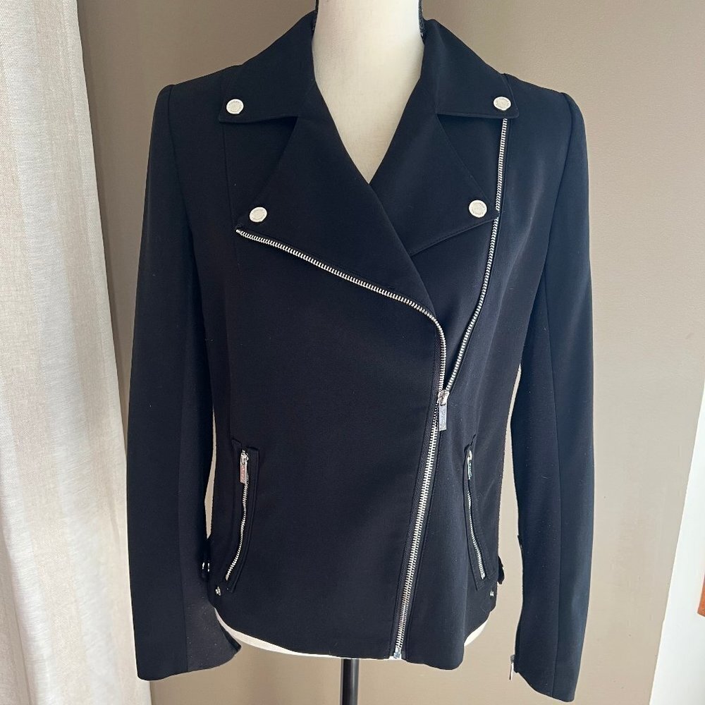 Calvin Klein Indigo Zip Blazer with beautiful silver zippers/accents , Size 6
